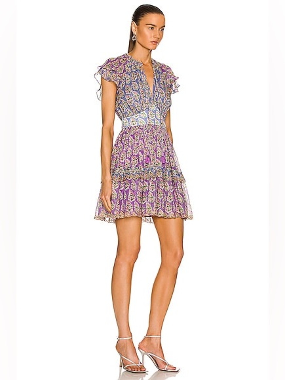 HEMANT & NANDITA Lavender and Blue Floral Mini Dress
